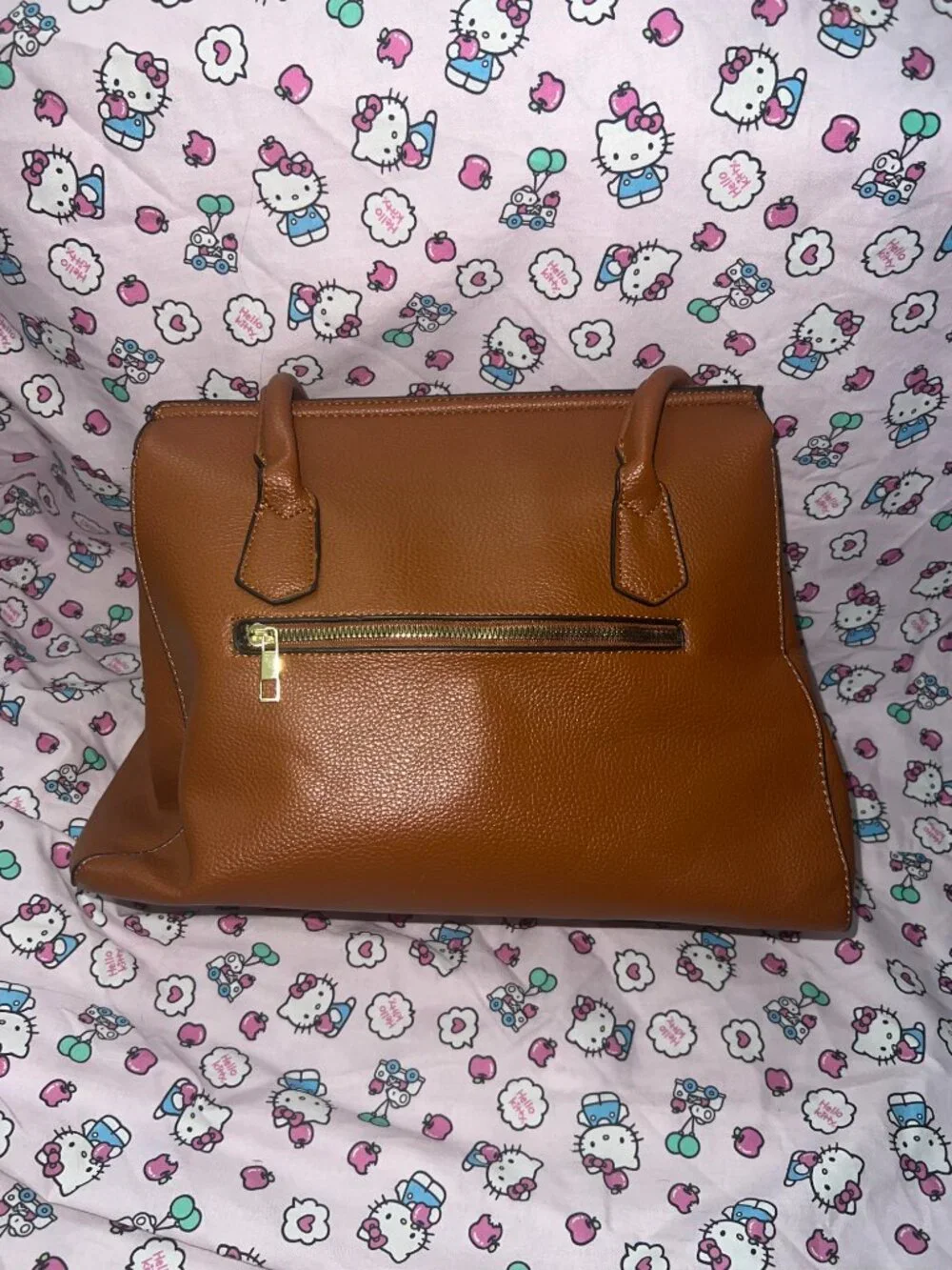 London Fog Collection Cognac Brown Pebbled Shoulder Bag Multi Pocket Tote